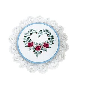 Vintage Mini Classics Cross stitch finished Rose Heart Floral Lace Wall Decor